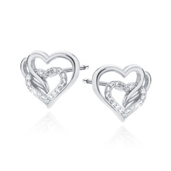 Cercei argint inimi cu pietre DiAmanti Z0655ER_W-DIA (Argint 925‰ 1,3 g.)